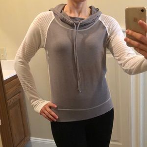 Athleta taupe white lightweight hoodie xs